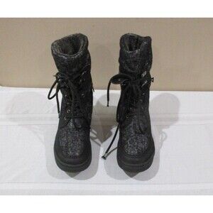 Rocket Dog Cuffed Gray Combat Boots Women 8.5 US Black Lace Up C278